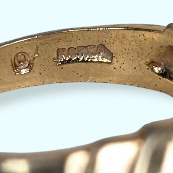 Vintage Topaz & Glass Costume Ring - Picture 6 of 8